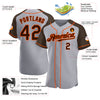 Custom Gray Brown-Orange Authentic Raglan Sleeves Baseball Jersey