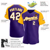 Custom Purple White-Gold Authentic Raglan Sleeves Baseball Jersey