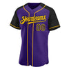 Custom Purple Black-Gold Authentic Raglan Sleeves Baseball Jersey