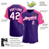 Custom Purple White-Pink Authentic Raglan Sleeves Baseball Jersey