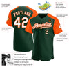 Custom Green White-Orange Authentic Raglan Sleeves Baseball Jersey