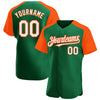 Custom Kelly Green White-Orange Authentic Raglan Sleeves Baseball Jersey