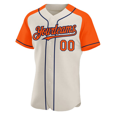 Custom Cream Orange-Navy Authentic Raglan Sleeves Baseball Jersey