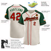 Custom Cream Red-Green Authentic Raglan Sleeves Baseball Jersey