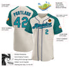 Custom Cream Teal-Navy Authentic Raglan Sleeves Baseball Jersey