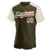 Custom Olive Vintage USA Flag-Cream Authentic Raglan Sleeves Salute To Service Baseball Jersey