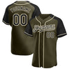 Custom Olive Black-Cream Authentic Raglan Sleeves Salute To Service Baseball Jersey