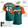 Custom Teal White-Orange Authentic Raglan Sleeves Baseball Jersey