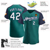 Custom Teal White-Navy Authentic Raglan Sleeves Baseball Jersey