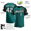 Custom Teal White-Black Authentic Raglan Sleeves Baseball Jersey