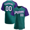 Custom Teal White-Purple Authentic Raglan Sleeves Baseball Jersey