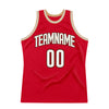 Custom Red White-Old Gold Authentic Throwback Basketball Jersey