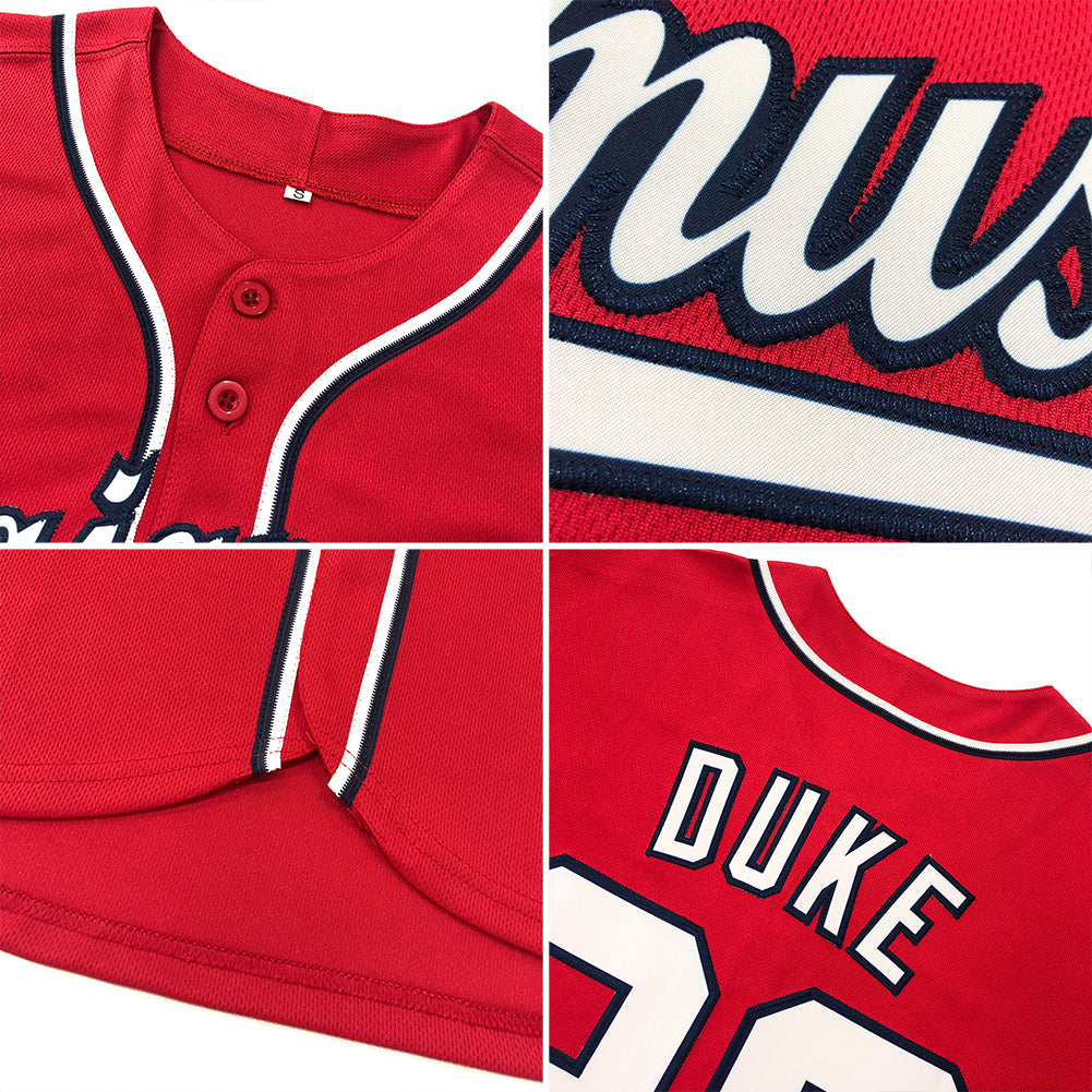 Custom Red Light Blue-White Authentic Baseball Jersey