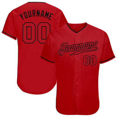 Custom Red Red-Black Authentic Baseball Jersey