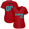 Custom Red Teal-Black Authentic Baseball Jersey