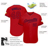 Custom Red Red-Navy Authentic Baseball Jersey