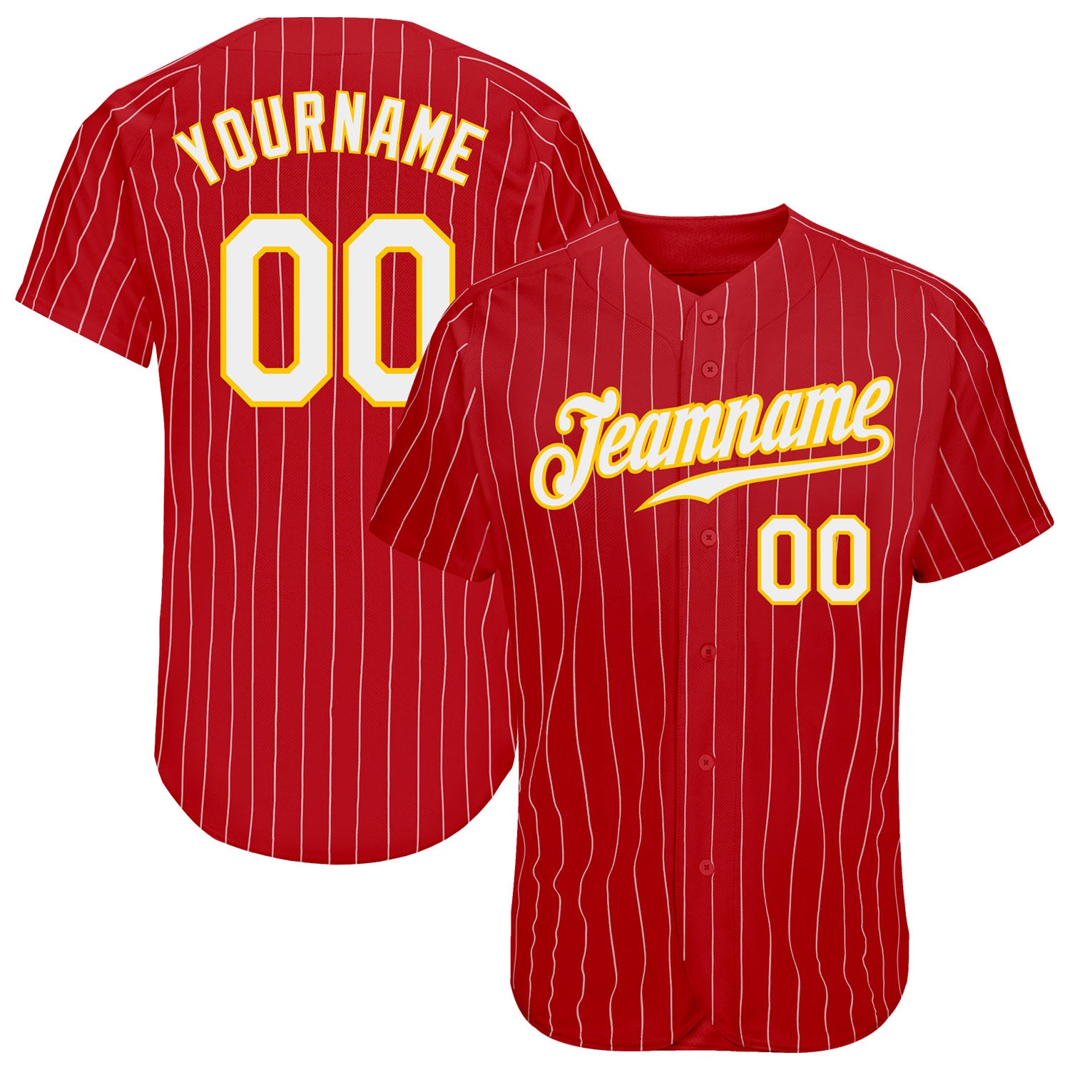 White Gold Pinstripes Custom V-Neck Softball Baseball Jerseys | YoungSpeeds