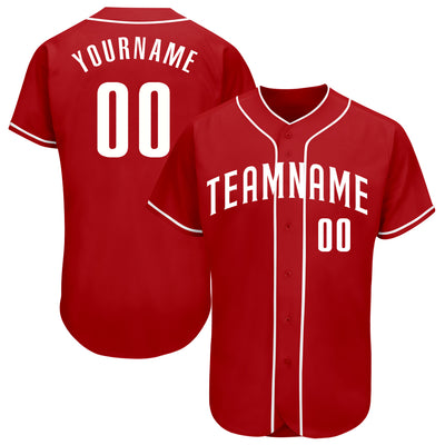 Custom Red White Authentic Baseball Jersey