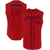 Custom Red Red-Navy Authentic Sleeveless Baseball Jersey