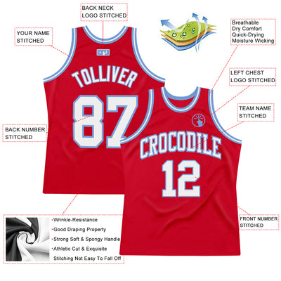 Custom Red White-Light Blue Authentic Throwback Basketball Jersey