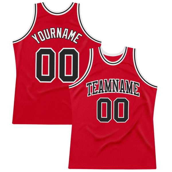 FANSIDEA Custom White Red-Black Authentic Throwback Basketball Jersey Men's Size:M