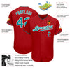 Custom Red Teal-White Authentic Baseball Jersey