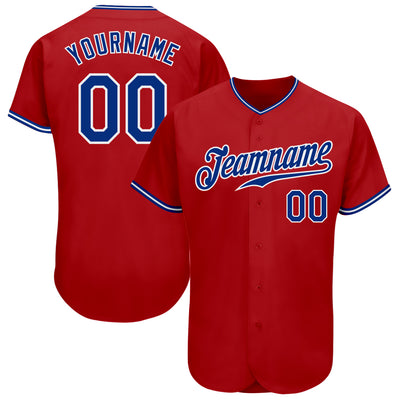 Custom Red Royal-White Authentic Baseball Jersey