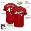 Custom Red White-Kelly Green Authentic Baseball Jersey