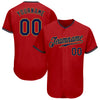 Custom Red Navy-Old Gold Authentic Baseball Jersey