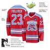 Custom Red Light Blue-White Hockey Jersey