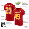 Custom Red Gold-White Mesh Authentic Football Jersey