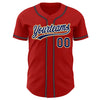 Custom Red Navy-Old Gold Authentic Baseball Jersey