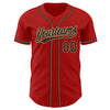 Custom Red Black-Old Gold Authentic Baseball Jersey