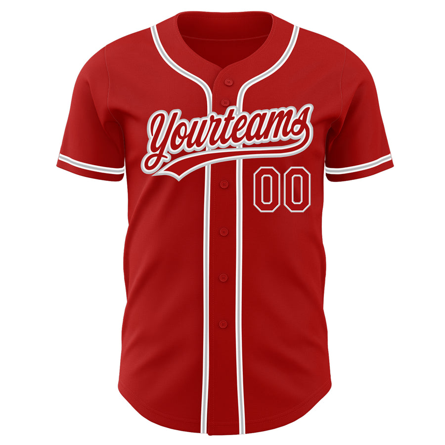 Custom Red Red-Gray Authentic Baseball Jersey