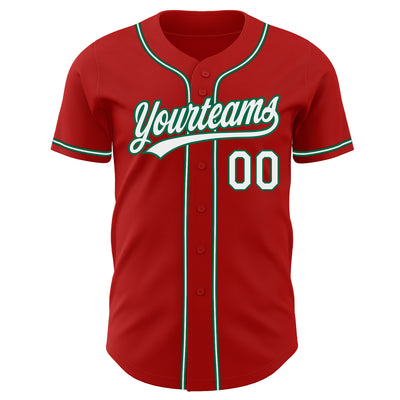 Custom Red White-Kelly Green Authentic Baseball Jersey