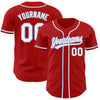 Custom Red White-Light Blue Authentic Baseball Jersey