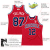 Custom Red White Pinstripe Navy-White Authentic Basketball Jersey