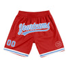 Custom Red Light Blue-White Authentic Throwback Basketball Shorts