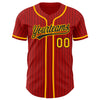 Custom Red Black Pinstripe Gold Authentic Baseball Jersey