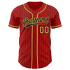 Custom Red Black Pinstripe Old Gold Authentic Baseball Jersey