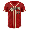 Custom Red Black Pinstripe City Cream Authentic Baseball Jersey