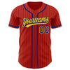 Custom Red Yellow Pinstripe Royal Authentic Baseball Jersey