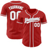 Custom Red White Pinstripe Gray Authentic Baseball Jersey