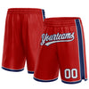 Custom Red White-Navy Authentic Basketball Shorts