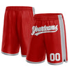 Custom Red White-Gray Authentic Basketball Shorts