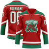 Custom Red White-Kelly Green Hockey Lace Neck Jersey