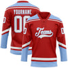 Custom Red White-Light Blue Hockey Lace Neck Jersey