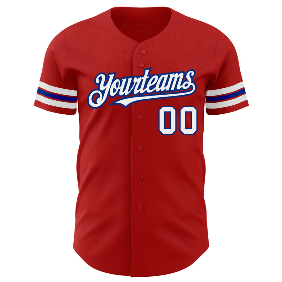 Custom Red White-Royal Authentic Baseball Jersey