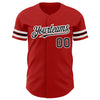 Custom Red Black-White Authentic Baseball Jersey