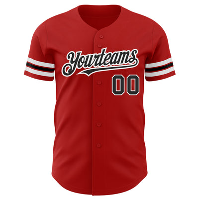 Custom Red Black-White Authentic Baseball Jersey